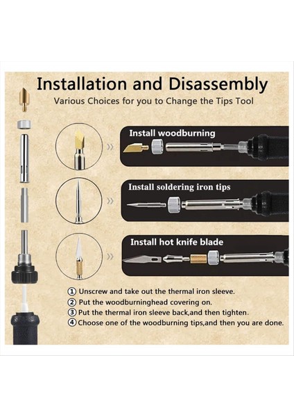 Ahşap Kiti Ayarlanabilir Sıcaklıklı Ahşap Aracı 200-450 ° C Profesyonel Ahşap Yakma Kalemi Abd Fişi (Yurt Dışından) modelleri