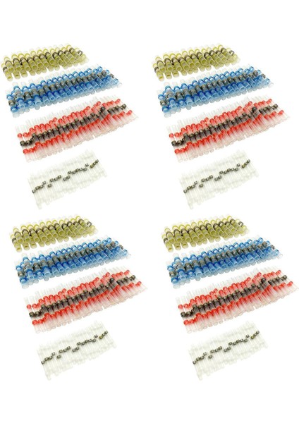 200PCS Lehim Sızdırmazlık Kablosu Konnektörü Sopoby Isı Büzülme Popo Konektörleri Terminaller Bakır (92RED 48BLUE 40 Beyaz 20YELLOW) (Yurt Dışından)