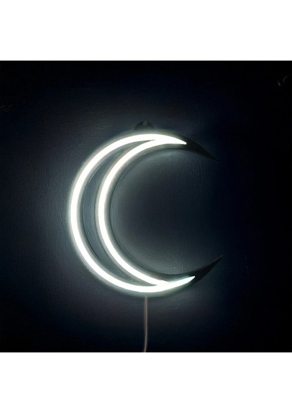 Hilal (Ay) Neon LED 3D Baskı 25 cm Beyaz