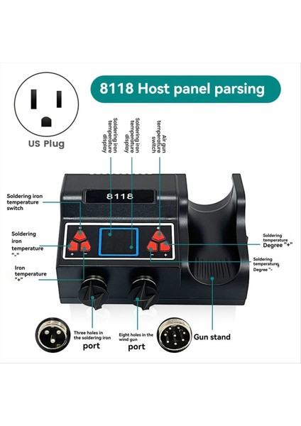 8118 Smd Yeniden Işleme Lehimleme Istasyonu 2&#39 Si 1 Arada Sıcak Hava ve Bga Pcb Ic Onarımı Gelişmiş Kaynak Aracı Abd Fişi (Yurt Dışından) indirimleri