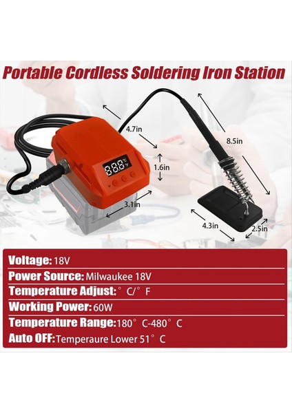 60W 480 ° C Taşınabilir Kablosuz Elektrikli Havalandırma Demir Milwaukee 18V Pil Için Çok Fişli Elektrikli Kaynak Makinesi (Yurt Dışından) indirimleri