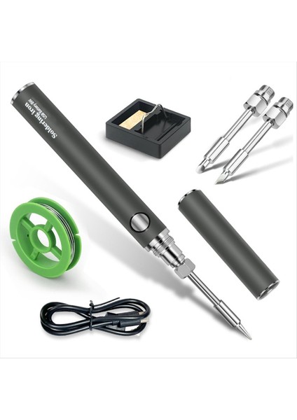 Kablosuz Lehimleme Demir Alet Kiti Portatif Ayarlanabilir Sıcaklık Kaynak Kalemi 3 Uçlu (Yurt Dışından)