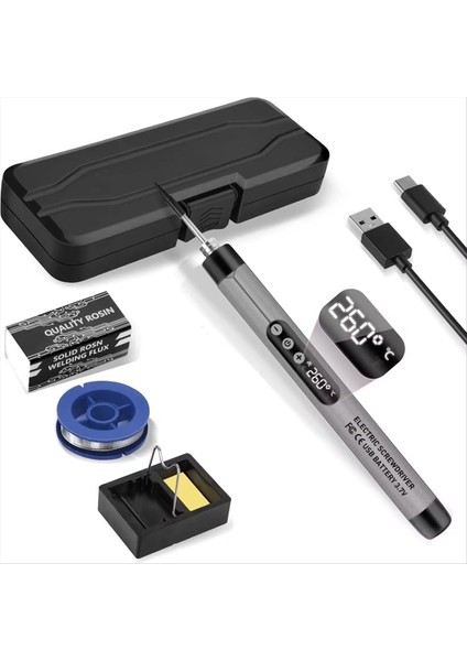 USB Dijital Lehimleme Demir Ayarlanabilir Sıcaklık 300-450 ℃ Type-C Arayüz Pil Akıllı Lehim Kaynak Demir Aracı (Yurt Dışından)