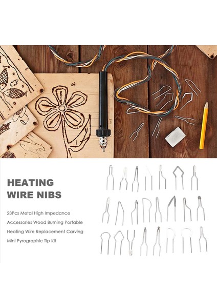 23PCS Metal Yüksek Empedans Aksesuarları Ahşap Yanan Taşınabilir Isıtma Tel Değişme Oyma Mini Pirografik Uç Kit (Yurt Dışından) indirimleri