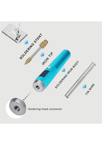 Yüksek Güçlü Kablosuz Lehimleme Demir Şarj Edilebilir Lehimlenebilir LED Ekranlı USB Hızlı Isı ile Taşınabilir Kaldırılabilir Pil (Yurt Dışından)