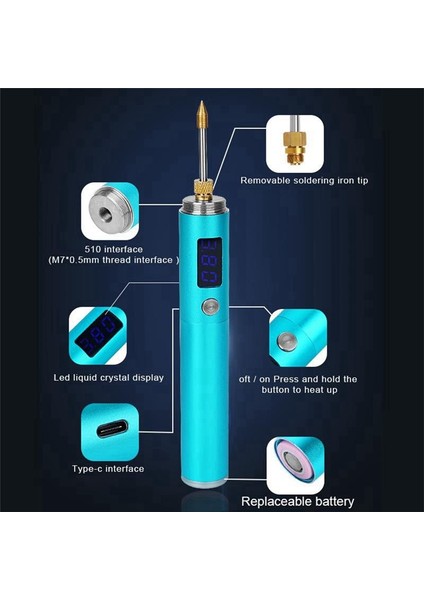 Yüksek Güçlü Kablosuz Lehimleme Demir Şarj Edilebilir Lehimlenebilir LED Ekranlı USB Hızlı Isı ile Taşınabilir Kaldırılabilir Pil (Yurt Dışından) fırsatları