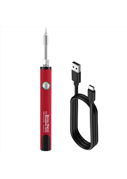 510 Iplik Mini Lehimleme Demir Kiti 3 Şaraplı Ayarlanabilir Voltaj Lehekleme Demir Ipucu 650MAH USB Şarj Edilebilir Pil Kırmızı (Yurt Dışından)