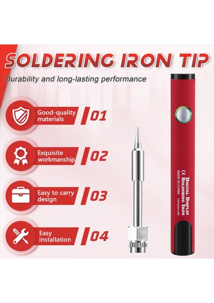 510 Iplik Mini Lehimleme Demir Kiti 3 Şaraplı Ayarlanabilir Voltaj Lehekleme Demir Ipucu 650MAH USB Şarj Edilebilir Pil Kırmızı (Yurt Dışından) fırsatları
