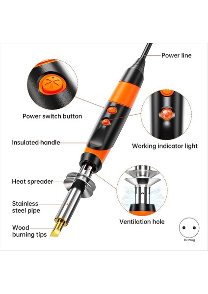 Ahşap Kiti Profesyonel Ahşap Taraflı Kalem Aracı Kabartma/oyma/pirografi Için Ahşap Brülör Ab Fişi (Yurt Dışından) modelleri