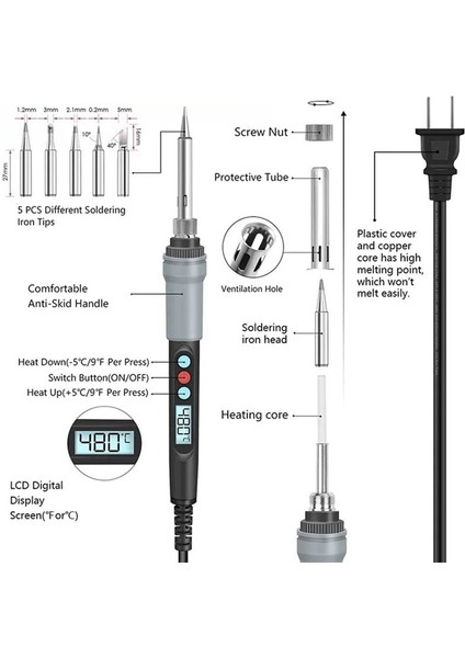 90W Dijital Ekran Elektrikli Lehimleme Demir Seti Iç Sıcaklık Kontrolü LCD Dijital Ekran Abd Fişi (Yurt Dışından) fiyatları