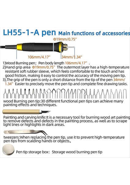 LH20 Ahşap Yakma Kiti Ahşap Aracı Ayarlanabilir Sıcaklık Ahşap Brülör Kiti Profesyonel Ahşap Kiti Abd Fiş (Yurt Dışından) modelleri