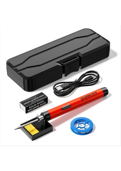 5V Mikro-Usb Lehimleme Demir Kiti Pil Kablosuz Lehim ile Demir Taşınabilir Elektrik Kaynak Makinesi Lehim Kırmızı (Yurt Dışından)