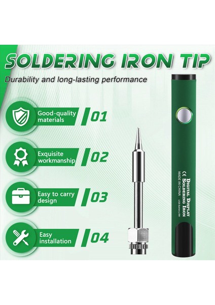 510 Iplik Mini Lehimleme Demir Kiti 3 Şaraplı Ayarlanabilir Voltaj Havalandırma Demir Ipucu 650MAH USB Şarj Edilebilir Yeşil (Yurt Dışından) fırsatları