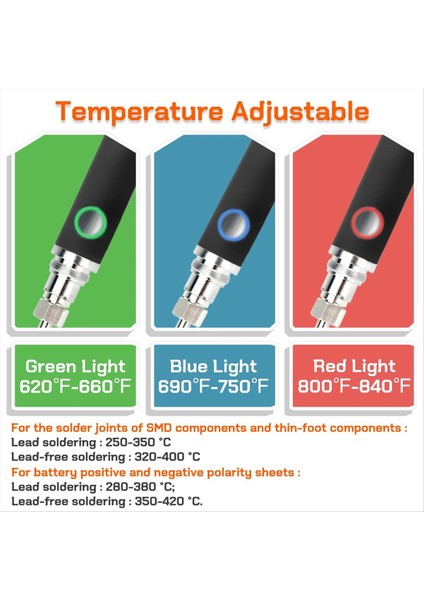 Kablosuz Lehimleme Demir Alet Kiti Taşınabilir Ayarlanabilir Sıcaklık Kaynak Kalemi 3 Uç Siyah (Yurt Dışından) modelleri