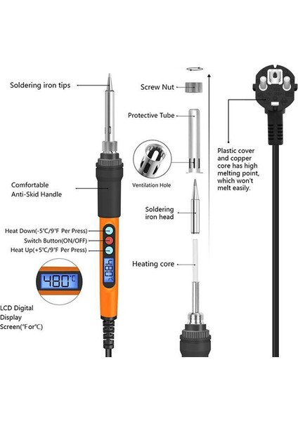 Ayarlanabilir Sabit Sıcaklıkta Elektrikli Lehimleme Demir Dijital Ekran Elektrikli Lehimleme Demir (Ab Fişi) (Yurt Dışından) fırsatları