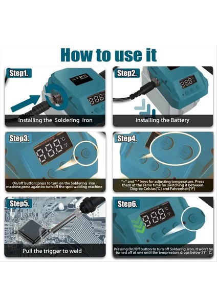 60W 480 ° C Taşınabilir Kablosuz Elektrikli Havalandırma Demir Makita 18V Pil Için Çok Fonksiyonlu Elektrikli Kaynak Makinesi (Yurt Dışından) fırsatları