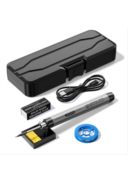 5V Mikro-Usb Lehimleme Demir Kiti Pil Kablosuz Havuzlu Demir Taşınabilir Elektrik Kaynak Makinesi Lehim Kalem Gri (Yurt Dışından)