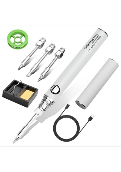 Kablosuz Lehimleme Demir Kiti USB Şarj Edilebilir Kablosuz Lehimleme Demir 3 Sıcaklık Ayarı Lehimleme Demir - Beyaz (Yurt Dışından)
