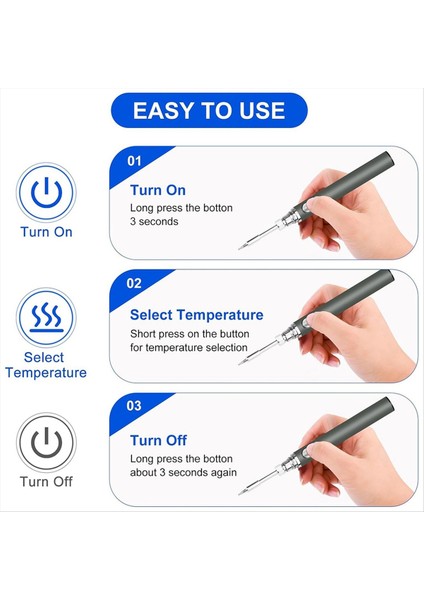Kablosuz Lehimleme Demir Kiti USB Şarj Edilebilir Kablosuz Lehimleme Demir 3 Sıcaklık Ayarı Lehimleme Demir - Beyaz (Yurt Dışından) modelleri
