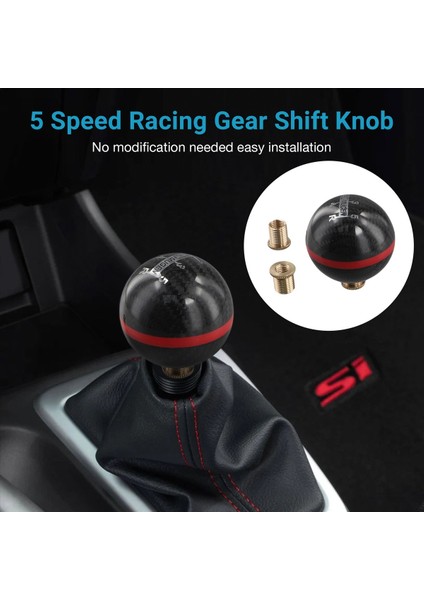 Mugen Karbon Fiber Manuel Şanzıman 5 Hızlı Yarış Dişli Vardiyası Düğmesi Yuvarlak Kırmızı (Yurt Dışından) fırsatları