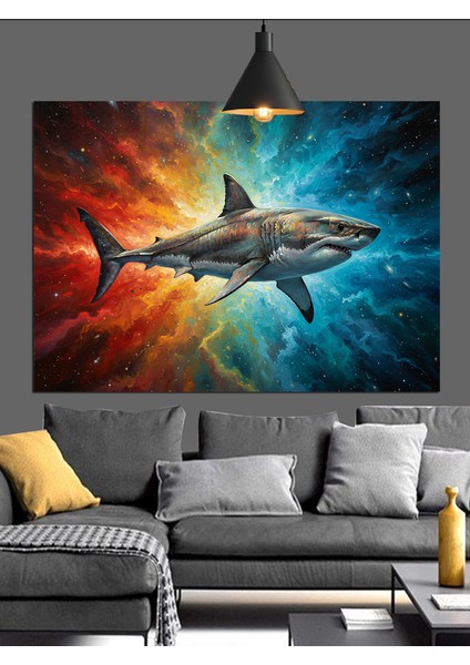 Büyük Beyaz Köpek Balığı Dekoratif Kanvas - Mdf Ahşap Tablo fiyatları