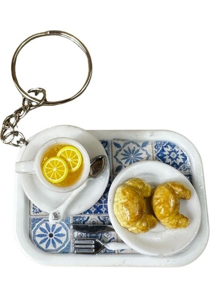 9957 El Yapımı Limonlu Çay ve Kruvasan Temalı Tepsi Anahtarlık modelleri