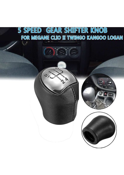 5 Hızlı Krom Deri Araba Dişli Vites Değiştirme Düğmesi Renault Clio Espace Kangoo Express Laguna Megan Cabriolet (Yurt Dışından) fiyatları