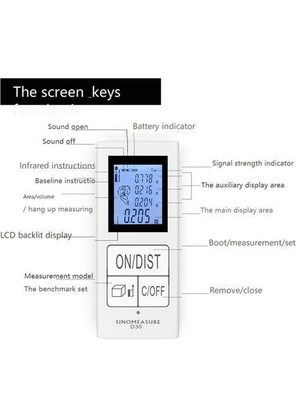 30M Kullanışlı Yüksek Hassasiyetli Metre Kullanımı Kolay Akıllı Çok Fonksiyonlu Menzil Bulucu (Yurt Dışından) modelleri