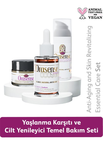 Anti-Aging ve Cilt Yenilemeyi Destekleyici Temel Bakım Seti Vegan (Safran & Peptit)