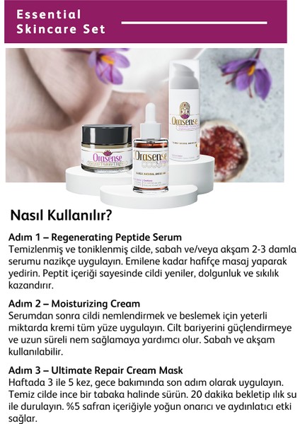 Anti-Aging ve Cilt Yenilemeyi Destekleyici Temel Bakım Seti Vegan (Safran & Peptit) fiyatları