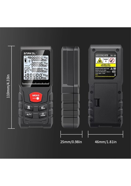 Snakol Cetvel Çoklu Ölçüm Modları 100M El Taşınağı Lazer Rangefinder Inşaat Cetveli Test Aracı (Yurt Dışından)