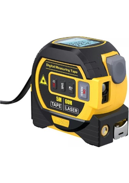3 In1 LCD Ekran 60M Dijital Lazer Hareketli Ölçer Malzemeli El Derecesi Elde Taşınması Kızılötesi Bulucu 5m Ölçüm Bandı (Yurt Dışından)