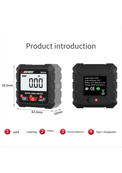 Sndway SW101A Açı Prestor 360 Derece Mini Dijital Protraktör Inklinometre Açısı Bulucu Gösterge Ölçümü (Yurt Dışından) fiyatları
