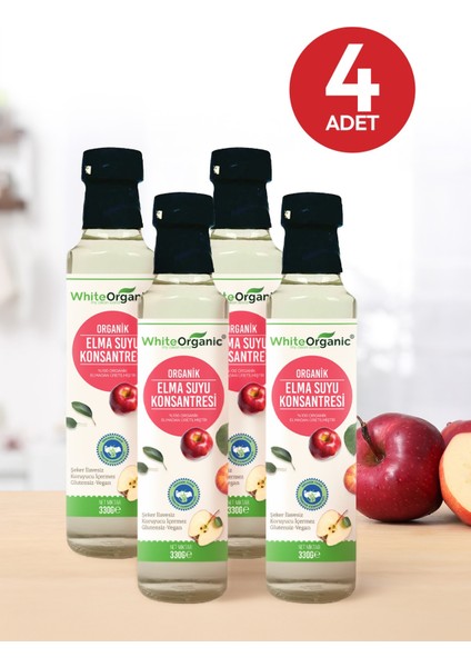 Organik Elma Suyu Konsantresi 330 gr 4 Adet