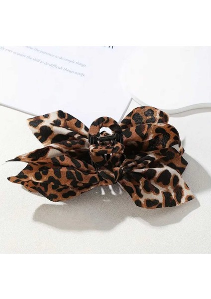 Kahverengi Leopar Desen Fiyonk Tasarım Mandal Toka (BC-1214) modelleri