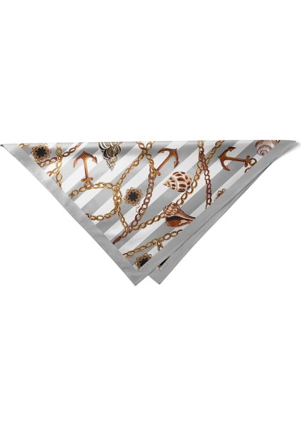 Deniz Kabuklu ve Zincir Desenli Bandana Fular indirimleri