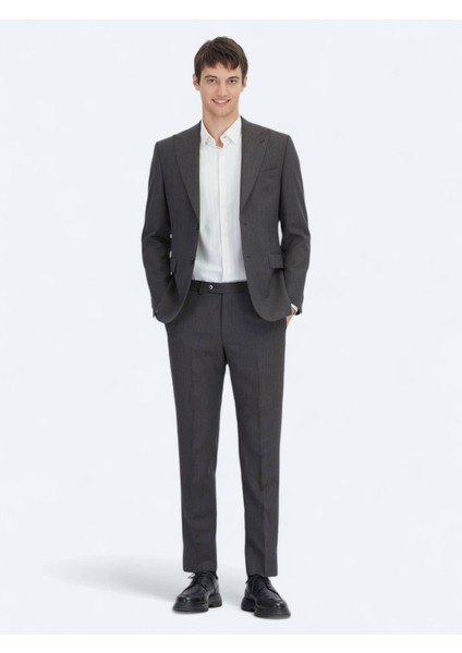 Antrasit Modern Fit Yün Karışımlı Takım Elbise modelleri