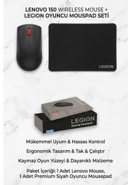 Kablosuz Mouse ve Lenovo Gaming Mousepad Ikili Set (Pil Hediyeli) - Speed Yüzey Kaymaz Taban fiyatları