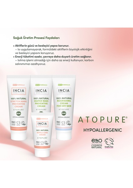 INCIA ATOPURE ® %100 Doğal Karın Çatlak Kremi 75 ml Organik Fiyatı