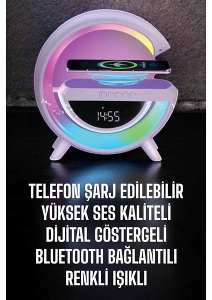 Bluetooth Hoparlör 15W Kablosuz Hızlı Şarj LED Gece Lambası - FEİ2775-6971
