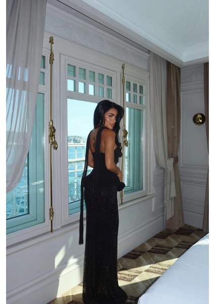 Siyah Viona Etek Üst Takım Abiye ATE-2709 indirimleri