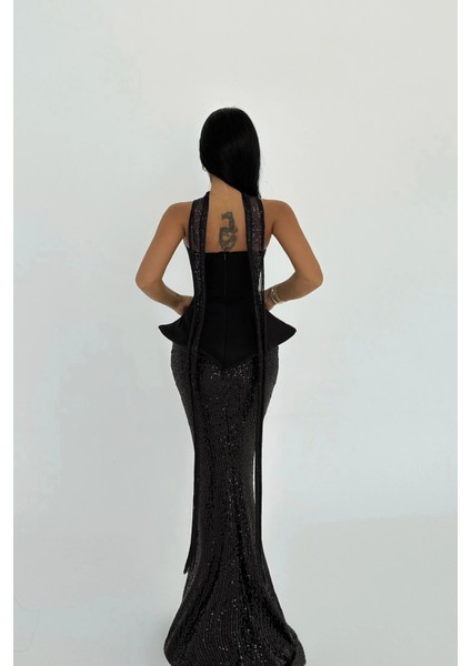 Siyah Viona Etek Üst Takım Abiye ATE-2709