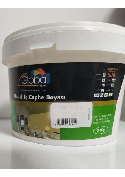 Global Plastik Iç Cephe Boyası 3kg-Vanilya Çiçeği
