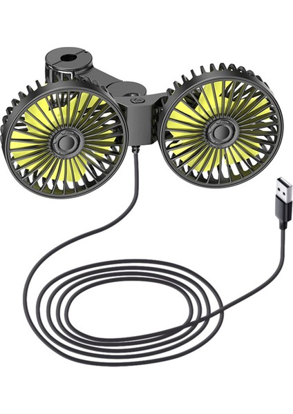 USB Araba Soğutma Fanları Arka Sandık Çift Head Araba Fanları Için 3 Hız 3 Hız 360 ° Döner Araç Arka Kapı Döküm Fanları (Yurt Dışından)