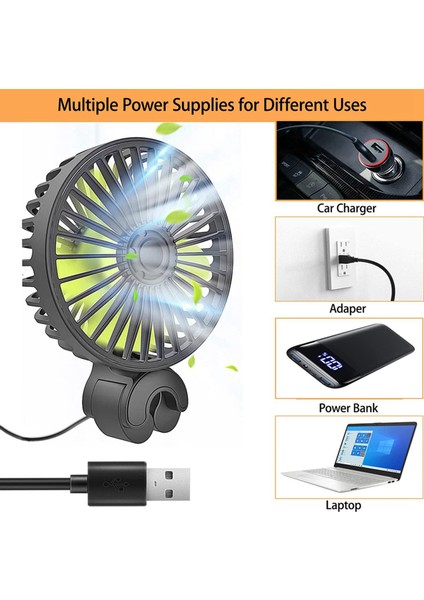 2x Araba Soğutma Fanı USB Arka Arka Koltuk Fanı 3 Hızlı Araç Klip Fanı Araba Araç Kamyonu Van Suv Rv Tekne Otobüs (Yurt Dışından) indirimleri
