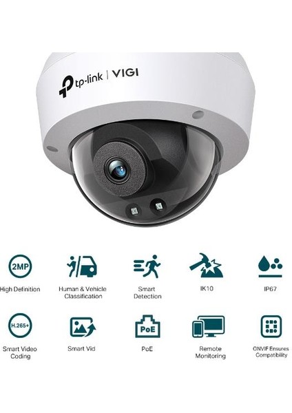 Tp-Lınk Vıgı 2mp C220I V1.0 2.8mm Lens 30 Metre Ir LED Poe Insan/araç Algılama (Dahili Mikrofon) Ip Kamera fiyatları