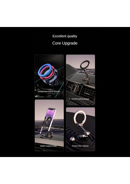 Araba Için Manyetik Telefon Tutucusu Güçlü Manyetik 360 ° Dönme All-Metal Telefon Tutucu Telefon Gümüş (Yurt Dışından) indirimleri