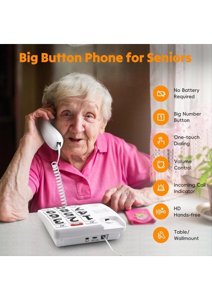 Yaşlı Yaşlılar Için Büyük Düğme Telefonu Evsel Hat Telefonu Görsel Işitme Engelli Için Telefon Için Bir Anahtar Telefon (Yurt Dışından) modelleri