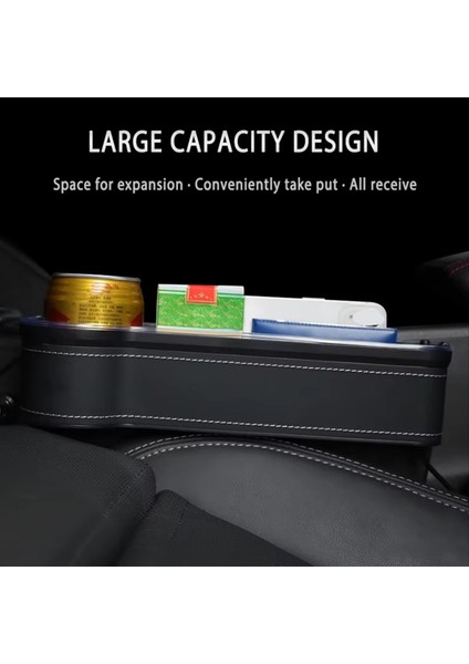Araba Koltuğu Dolgu Bardağı Tutucu 7 Renk Değiştirme LED Otomatik Çatlak Depolama Organizatör Kutusu 2usb Şarj Cihazı Sol (Yurt Dışından) modelleri