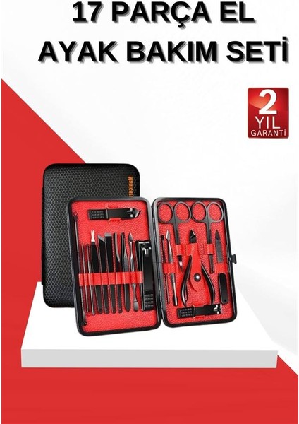 17 Parça Manikür Seti El ve Ayak Bakımı Törpü Cımbız Tırnak Temizleme - FEİ9976-4371 fiyatları